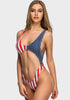 Navi American Flag Print Backless One Piece