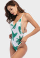 Maci Leaves Printed Backless One Piece