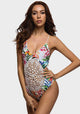 V Neck Bamboo Leaf Crochet Swimsuit