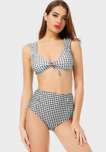 Melvi Plaid High Waist Bikini